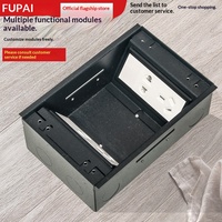 PUPAI FP-200 Prise de sol encastrée à entrée latérale en acier inoxydable anti-erreur de placement, cinq trous pour téléphones et ordinateurs, accès surélevé