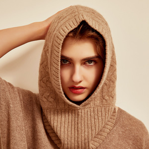 Fabricant personnalisé cachemire torsadé chaud hiver une pièce cou écharpe bonnet pour femmes hommes - Product Image 1