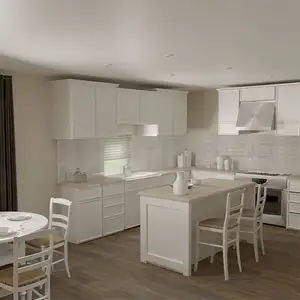 Pabrik Desain Putih Gaya Pulau Sederhana Desain Modern Furnitur Penuh Lemari Dapur
