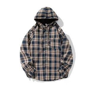 Hoodie Américain Rétro <span class=keywords><strong>en</strong></span> Flanelle à Carreaux Teint <span class=keywords><strong>en</strong></span> Fil, Coupe Ample, Oversize, Unisexe, Personnalisé, Effet Délavé, Grammage Lourd - Product Image 2