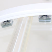 Cabina de Ducha Corredera de Vidrio para Baño, Puerta de Ducha Completa con Base y Panel Trasero de Acrílico Blanco