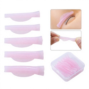 Stock direct usine 5 paires de coussinets oculaires en silicone auto-adhésifs roses en forme de <span class=keywords><strong>trompette</strong></span> pour recourber les faux cils - Product Image 2