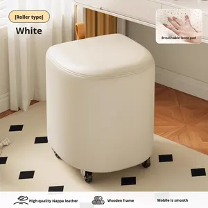 Sgabello da Trucco Girevole con Ruote Universali, Sedia Bassa Quadrata in PU, Stile Minimalista Italiano, per Camera da Letto e Arredamento Casa, con Contenitore per Cosmetici - Product Image 6