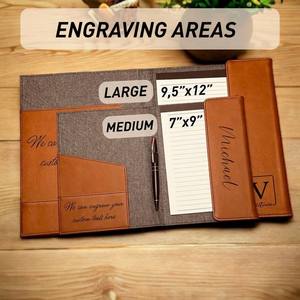 Portefeuille en cuir PU gravé au laser écologique, vente en gros, carnet ligné personnalisé, porte-documents en similicuir avec emplacements pour cartes de crédit et porte-stylo - Product Image 4
