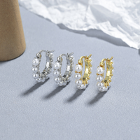 Boucles d'oreilles manchette en argent sterling 925, perle française, style vintage chic et élégant, sans perçage