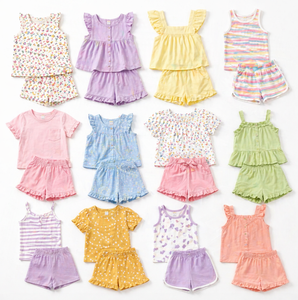 Conjuntos de Blusas con Volantes y Pantalones Cortos para Bebés Niñas, Estampado Floral a Rayas, Colores Pastel, Ropa de Verano para Niñas Pequeñas - Product Image 5