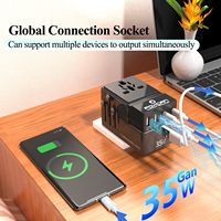 Adaptateur de voyage universel GaN 35W FOxcan Patent, alimentation d'usine, 3C1A 10A, logo personnalisé disponible pour les voyages mondiaux