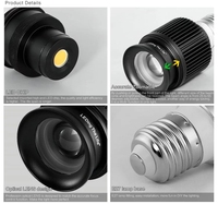 Bombilla LED con zoom E27 de 5W, carcasa de aluminio, CRI 97, lámpara antideslumbrante, instalación sencilla para comedor, negro/plateado