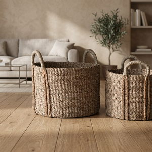 Laurel Bohème Naturel Tissé À La Main Panier De Rangement Décoratif avec Poignées pour Chambre Salon Buanderie ou Entrée - Product Image 2