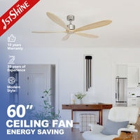 1stshine Ventilateur de plafond Sleek Lames en bois Fabricant Moteur DC 6 vitesses Ventilateur de plafond intérieur en bois avec télécommande