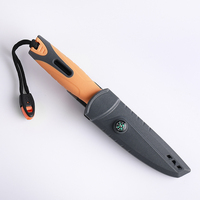 Couteau de chasse Mokume à lame fixe multifonctionnel en acier inoxydable avec couvercle pour aiguiser l'allumeur Cuisine Survie Camping Randonnée