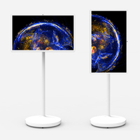 Televisor Inteligente Portátil con Pantalla Táctil LED Blanca de 32 Pulgadas, Android 15, Monitor Inalámbrico, 8+128 GB, Soporte Móvil, HD, para Uso en Baños