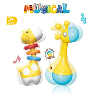 Juego de Sonajeros de Jirafa para Bebés con Sonajero de Arena, Tambor Vibratorio y Campana, Juguete Musical Sensorial de Aprendizaje para Bebés y Niños Pequeños - Product Image 3