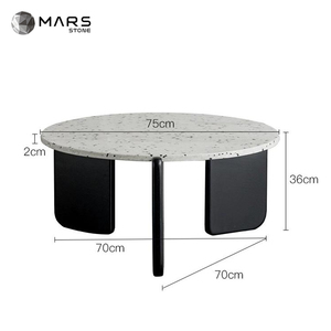 Restaurante moderno Mesa de comedor Café Real Terrazo Piedra Café Mesa de comedor redonda - Product Image 2