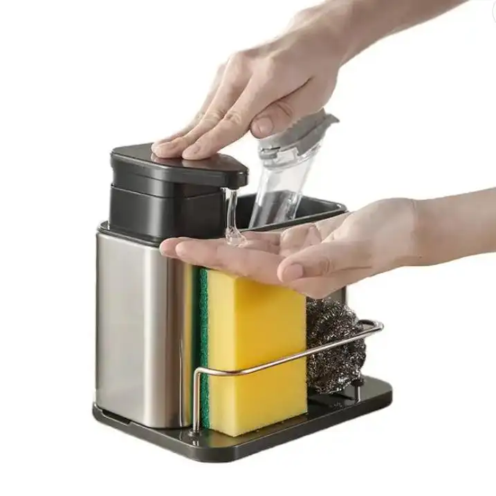 Farbbox Geschirr-Seifenspenderbox Küchenspüle Schwammhalter Aufbewahrungsregal Reinigung Geschirrspülerbürste Reinigungsmittelpresse Spender