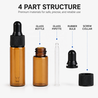Botol Tetes Kaca Amber 1ml 2ml 3ml 4ml 5ml Botol Sampel Serum Minyak Esensial Mini