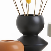 Vase en céramique noir mat avec doubles poignées en boucle, design Art Déco, luxe, salon, mariage, bureau, décoration de la maison, vase à fleurs