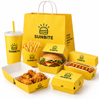 Boîte à emporter en papier avec logo personnalisé, conteneur jetable résistant à la graisse pour hamburgers, frites et poulet, emballage écologique