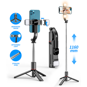 Trépied à selfie CYKE avec double éclairage de remplissage, monopode portable extensible pour téléphone, bâton à selfie <span class=keywords><strong>Bluetooth</strong></span> pour <span class=keywords><strong>iPhone</strong></span> L13d - Product Image 1