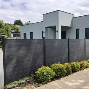 Haute qualité maison vie privée pas cher panneaux de clôture décoratifs en aluminium piscines plinthe lattes prix wpc clôture en aluminium découpé au laser