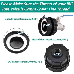 สายยางถังเก็บน้ำสำหรับถัง IBC พร้อมอะแดปเตอร์ต่อกับสายยางรดน้ำ ขนาด 275-330 แกลลอน อะแดปเตอร์ถัง IBC อะแดปเตอร์ท่อระบายน้ำถังแกลลอน - Product Image 2