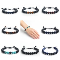 Bracelets unisexes faits à la main en pierre naturelle œil de tigre, turquoise et agate de 8 mm, perles tendance en forme de boule, accessoires de bricolage pour cadeaux