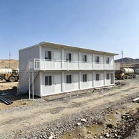 Bâtiment de bureau préfabriqué à deux étages en conteneurs, modulaire et portable, pour hôtel, logement de chantier, avec escalier pour camp de travail