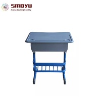 Ensemble chaise et bureau d'étudiant ergonomique, réglable en hauteur, en acier robuste, avec rangement en plastique ABS, sans outil, pour salle de classe