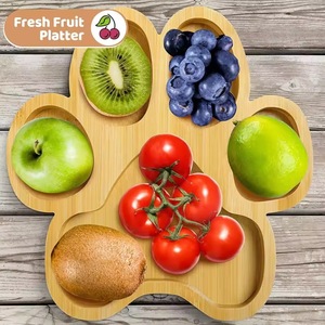 Plateau en bambou en forme de patte d'ours pour fruits, collations, repas d'enfants et fêtes à la maison - Product Image 3