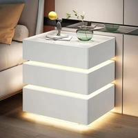 Table de chevet flottante intelligente noire avec éclairage, design moderne et luxueux, avec serrure à combinaison, 3 tiroirs, meubles de chambre à coucher