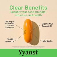Complément alimentaire de haute qualité à base d'INGRÉDIENTS NATURELS, marque privée, vitamine D et CALCIUM, soutient la santé immunitaire et osseuse, en gélules molles.
