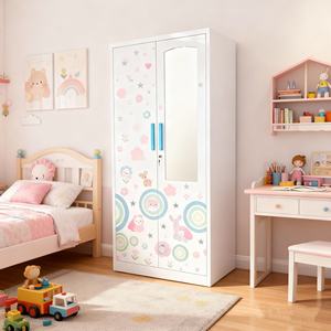 <span class=keywords><strong>Armadio</strong></span> in Acciaio con <span class=keywords><strong>Ante</strong></span> <span class=keywords><strong>a</strong></span> Battente, Ecologico, Grande Capacità, Struttura Smontabile, con <span class=keywords><strong>Specchio</strong></span> per Camera da Letto - Product Image 1