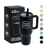 Vente en gros de gobelets isothermes en acier inoxydable de 40 oz avec poignée, gravure au laser, anti-fuite, pour les voyages
