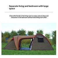 Tente tunnel double couche imperméable 3000 mm pour couple, avec protection solaire, deux chambres, salon et moustiquaire automatique, idéale pour le camping en extérieur.