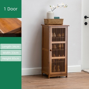 Farmhouse Multi-Tier Tall <strong>Shoe</strong> Storage <strong>Cabinet</strong> &amp; Rack Organizer for Entryway <strong>Hallway</strong> in Brown - Product Image 4