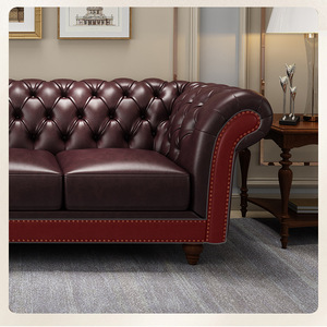 Juego de Sofás de Diseño Clásico, Muebles de Cuero de Lujo, Cómodos para el Hogar, Sala de Estar, Sofá Americano para Casa y Hotel - Product Image 5