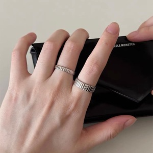 S925 Sterling Silver <b>Ring</b> Geometric Vertical Stripe Minimalist Open Band For Women Jewelry Gift - Product Image 1