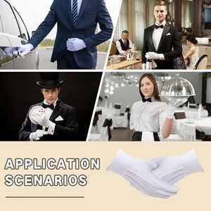 Gants uniformes blancs pour femmes et hommes avec revers à pression, pour défilés, costumes personnalisés, services funéraires, smoking et garde de cérémonie - Product Image 5