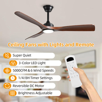 Ventilateur de plafond LED dimmable décoratif pour la maison, 52 pouces, 3 pales, ventilateur de plafond à économie d'énergie avec lumière et télécommande