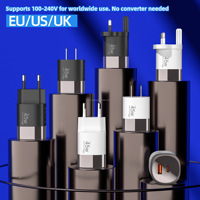 Chargeur USB-C GaN 45W avec prise EU US UK, charge rapide USB Type C PD 45W, charge rapide QC3.0, adaptateur mural