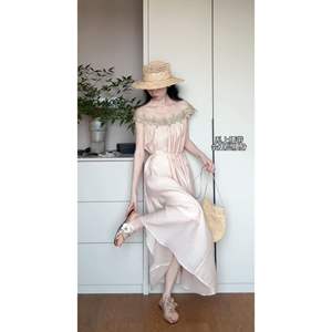 Pareo de Playa Rosa de Chifón de Secado Rápido, Corte Holgado, Hombros Descubiertos, Cintura Natural, Color Liso - Product Image 3