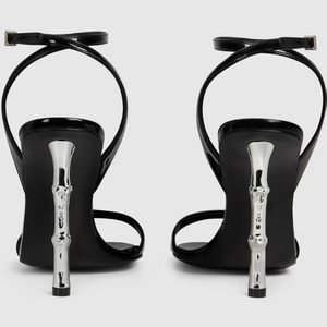 Sandalias de tacón alto plateadas de charol para mujer, talla grande 45, con punta, correa trasera, estilo slingback, para verano - Product Image 5