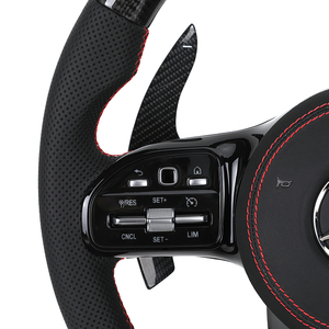 Volante LED de fibra de carbono de cuero medio perforado para <span class=keywords><strong>Mercedes</strong></span> <span class=keywords><strong>Benz</strong></span> Clase E W211 W212 W213 W221 W222 W205 W204 C43 C63 <span class=keywords><strong>AMG</strong></span> - Product Image 3
