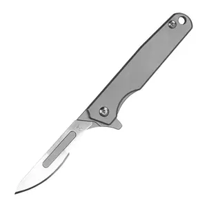 Nunca Sharpen Exchange Scalpel Blade Folding Pocket Knife 2pcs Substituível Cirúrgico #24 Borda Lâmina Titanium Knife Camping