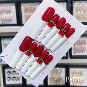 Venta caliente de lujo francés Gel Nail Set hecho a mano de alta calidad de diamantes de imitación a presión uñas largas exquisito diseño Sexy caro - Product Image 4