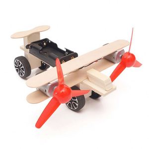Kit de Construcción de Modelo de Avión <span class=keywords><strong>Taxi</strong></span> Eléctrico de Madera con Doble Motor, Biplano Planeador, Kit de Proyecto de Experimento Científico para la Escuela - Product Image 3