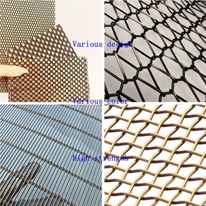 Malla Metálica Decorativa de <span class=keywords><strong>Aluminio</strong></span> Arquitectónico y Acero Inoxidable 304, Paneles de Malla Metálica Tejida para Cortinas - Product Image 4