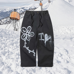 Pantalon à bretelles de ski personnalisé OEM pour hommes Pantalon de neige baggy imperméable Pantalon de ski noir - Product Image 1