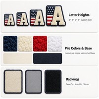 Patch en chenille avec lettres, drapeau américain, étoiles et rayures, alphabet 3D en relief, appliqué thermocollant pour sac à dos scolaire personnalisé