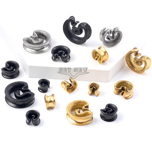 YICAI Cool 8-25MM sillín de serpiente medidores de oreja expansor Piercing joyería camillas medidores de acero inoxidable tapones para los oídos túneles